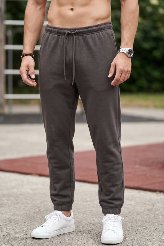Grey Solid Baggy Fit Jogger