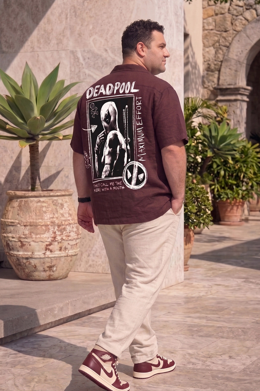 Deadpool Brown Plus Size Printed Exclusive Shirt