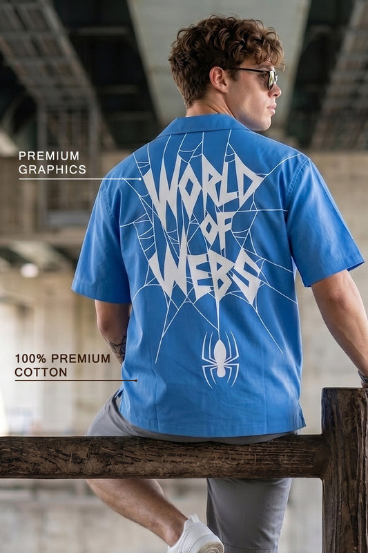 Spider Blue Oversized Printed Exclusive Shirt