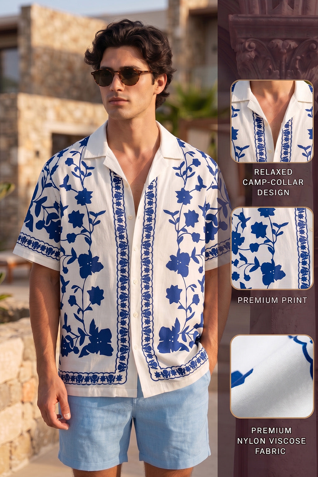 Botanical White All Over Print Oversized Exclusive Shirt