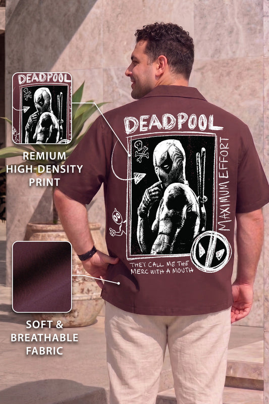 Deadpool Brown Plus Size Printed Exclusive Shirt