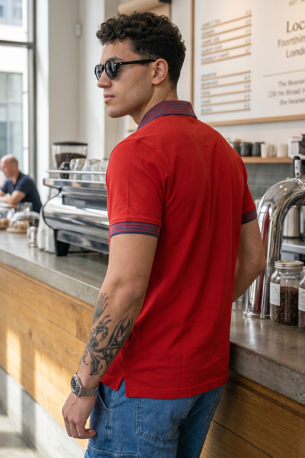 Salsa Stripped Collar Regular Fit Exclusive Pique Lycra Polo T-Shirt
