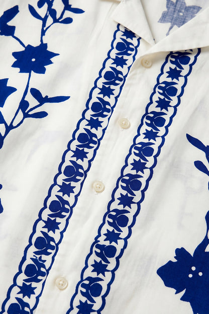 Botanical White All Over Print Oversized Exclusive Shirt