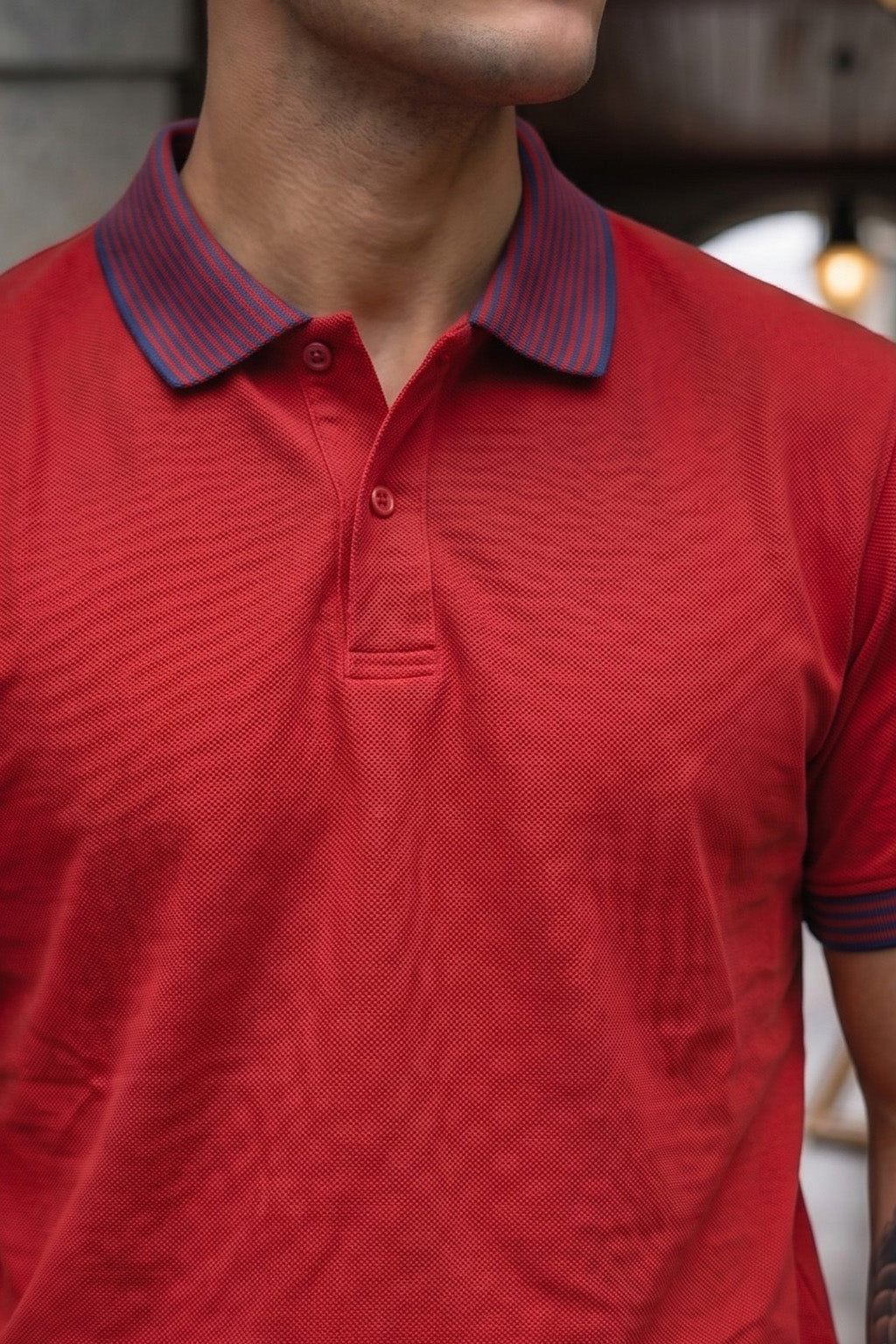 Salsa Stripped Collar Regular Fit Exclusive Pique Lycra Polo T-Shirt