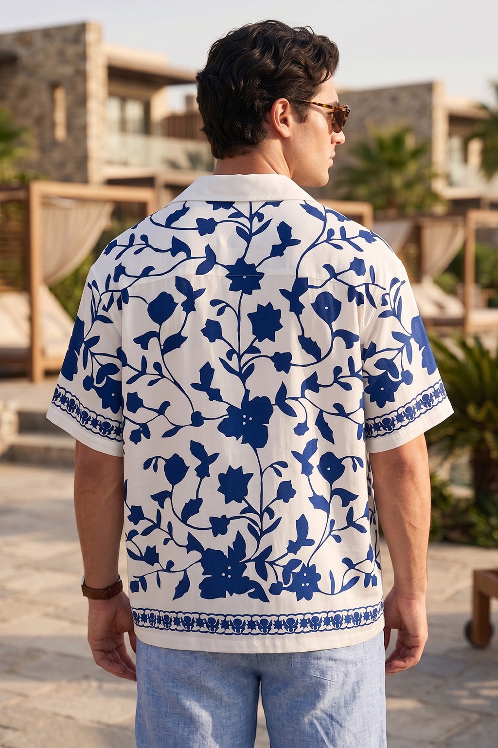 Botanical White All Over Print Oversized Exclusive Shirt