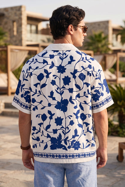 Botanical White All Over Print Oversized Exclusive Shirt