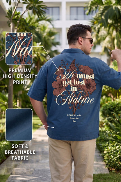 Nature Navy Plus Size Printed Exclusive Shirt