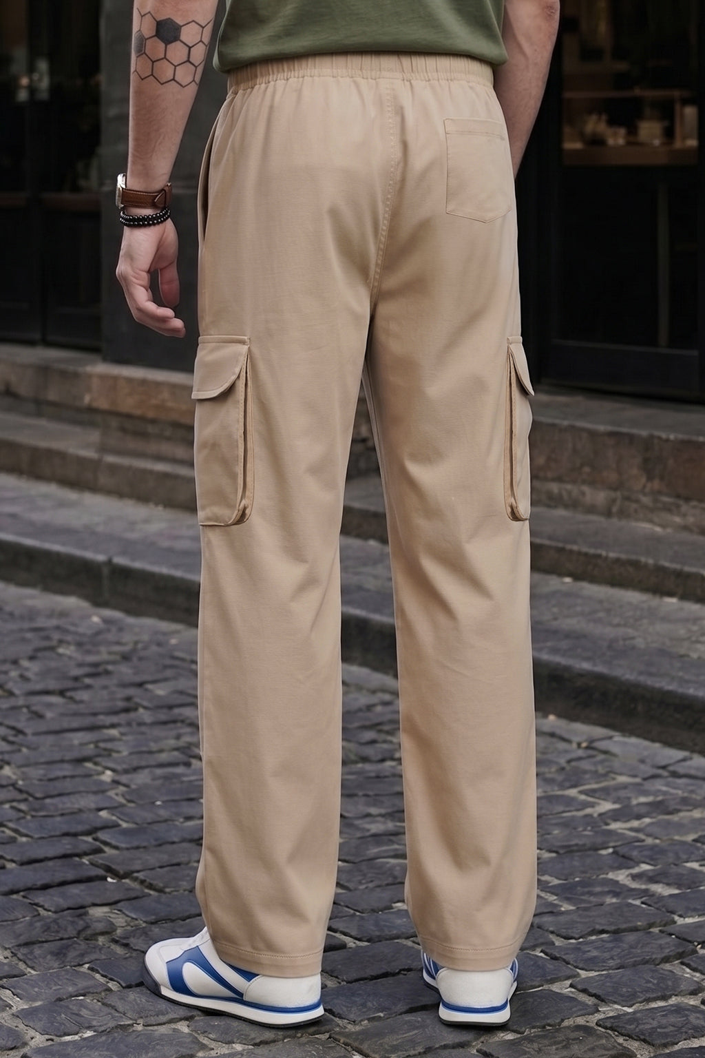 Beige Relaxed Fit Nylon Exclusive Utility Cargo Jogger