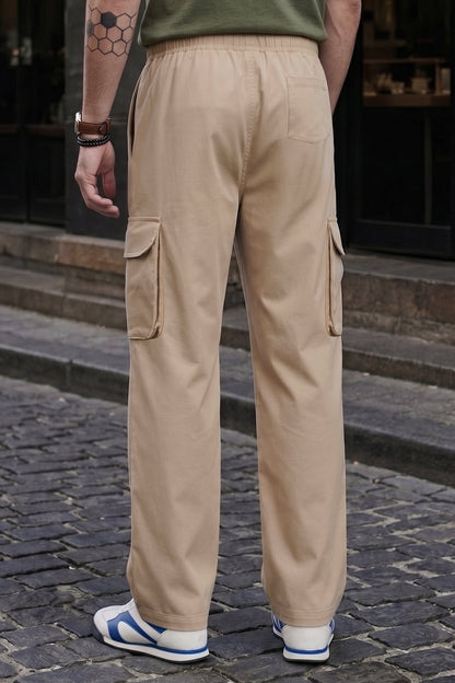 Beige Relaxed Fit Nylon Exclusive Utility Cargo Jogger