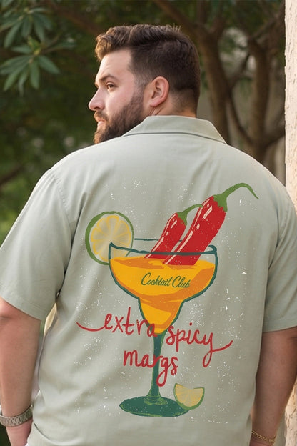 Extra Spicy Fogg Green Plus Size Printed Exclusive Shirt