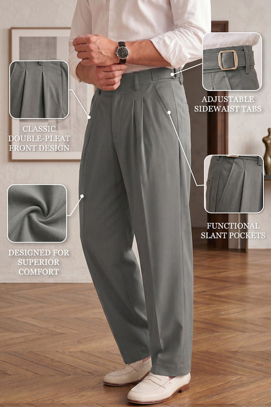 Grey Tailored Adjustable High-Waist Korean Pant