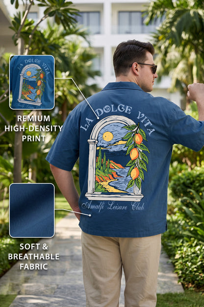 La VIta Navy Plus Size Printed Exclusive Shirt