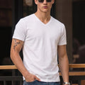 White Plain V-Neck Regular Fit T-shirt