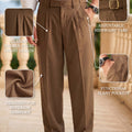 Brown Tailored Adjustable High-Waist Korean Pant