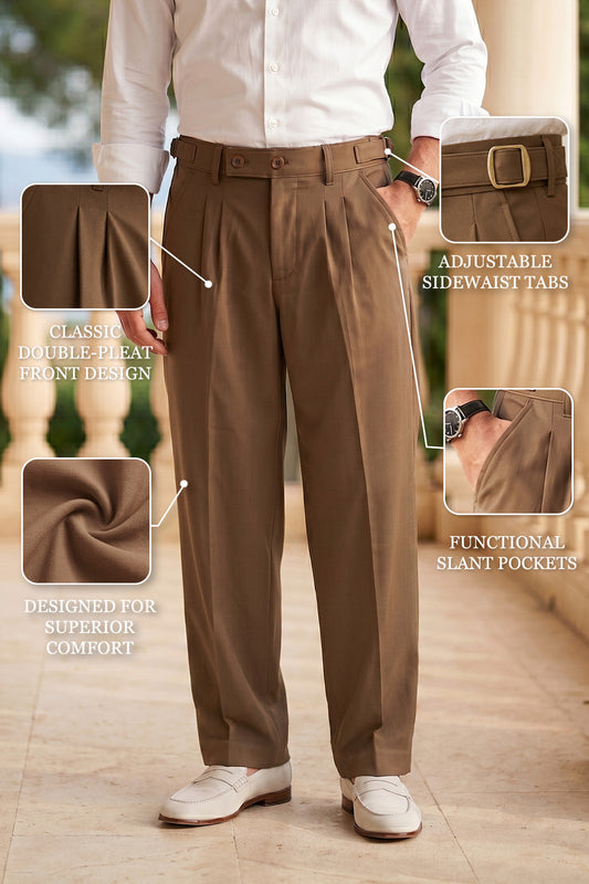 Brown Tailored Adjustable High-Waist Korean Pant