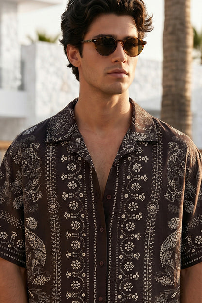 Vintage Paisley Brown All Over Print Oversized Exclusive Shirt