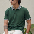 Olive Stripped Collar Regular Fit Exclusive Pique Lycra Polo T-Shirt