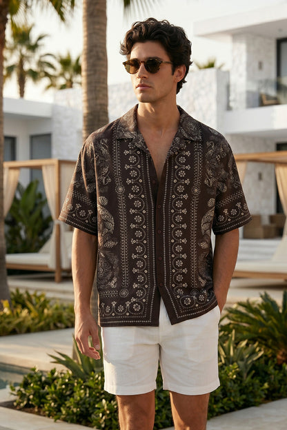 Vintage Paisley Brown All Over Print Oversized Exclusive Shirt