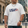 USA White Graphic Printed Plus Size T-shirt