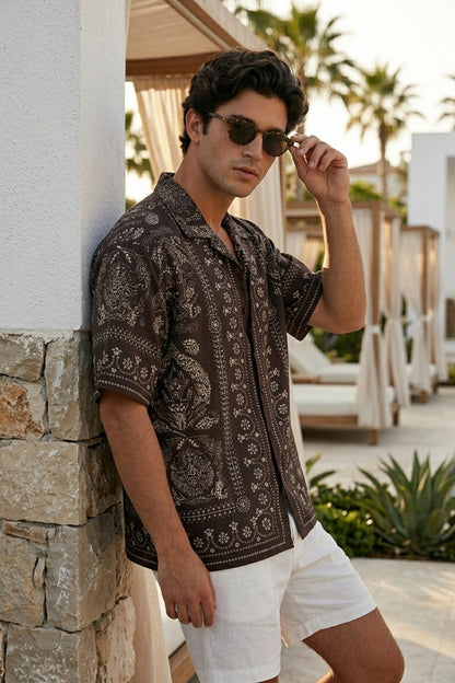 Vintage Paisley Brown All Over Print Oversized Exclusive Shirt