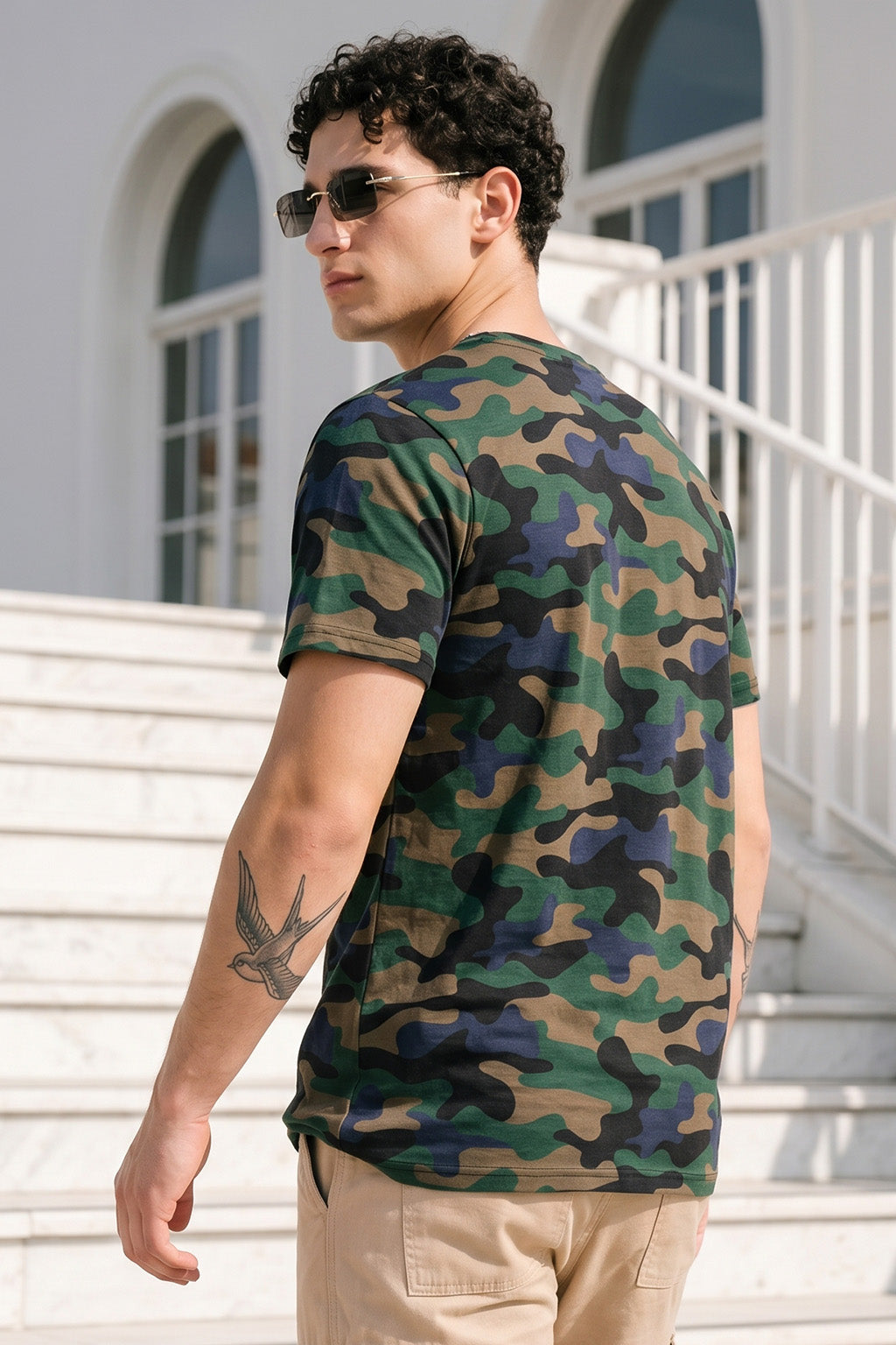 Camouflage Green Regular Fit Printed T-shirt