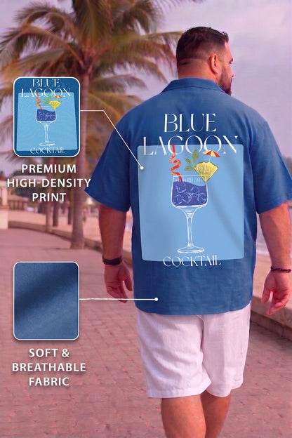 Blue Lagoon Blue Plus Size Printed Exclusive Shirt
