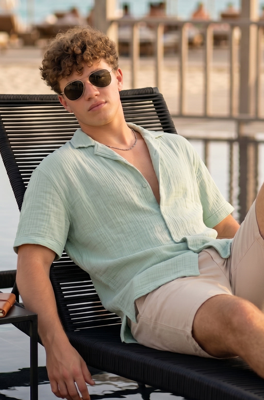 Feather Feel Mint Oversized Plain Double Layer Exclusive Cotton Shirt