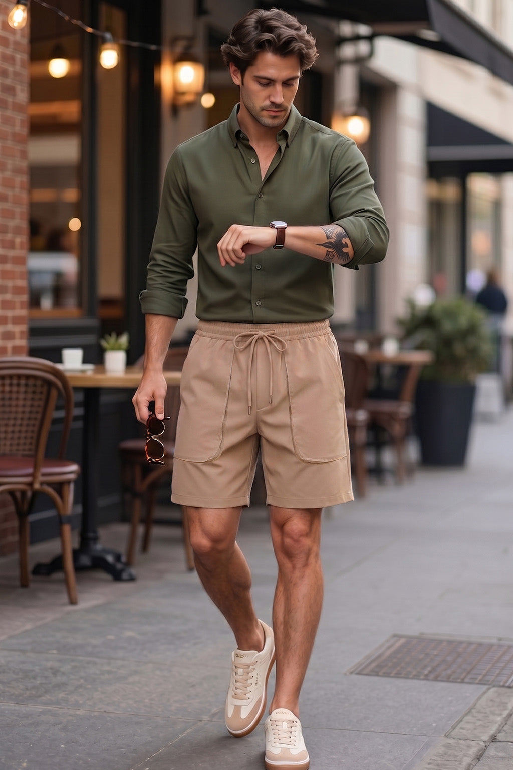 Beige Relaxed-Fit Exclusive Travel Shorts