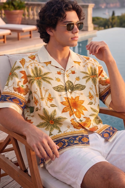 Floral Resort Off White All Over Print Oversized Exclusive Shirt