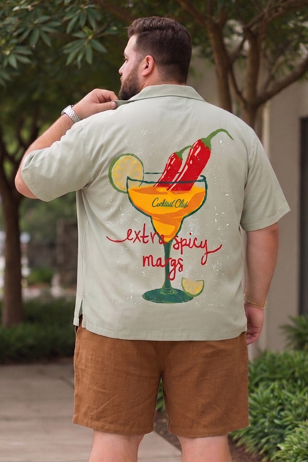 Extra Spicy Fogg Green Plus Size Printed Exclusive Shirt