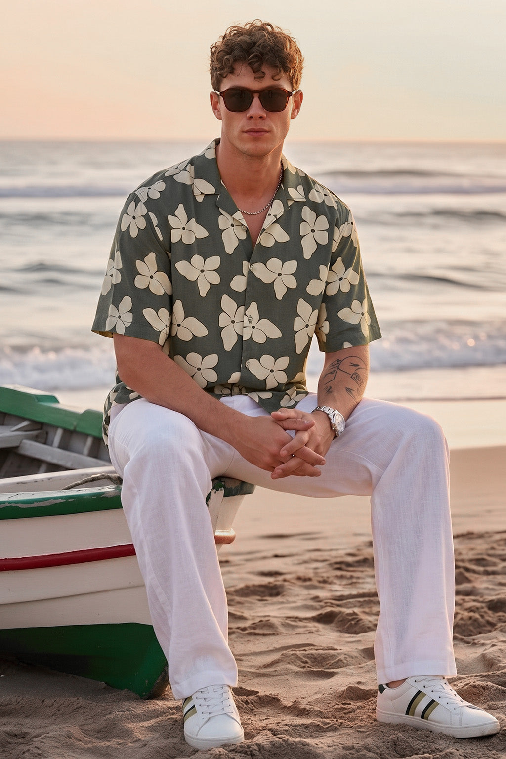 Palm Bloom Green All Over Printed Oversized Exclusive Shirt