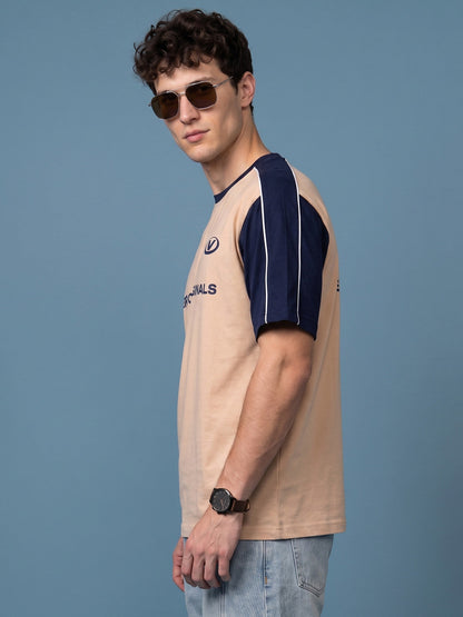 Originals Colorblock Beige Oversized Graphic Printed T-shirt
