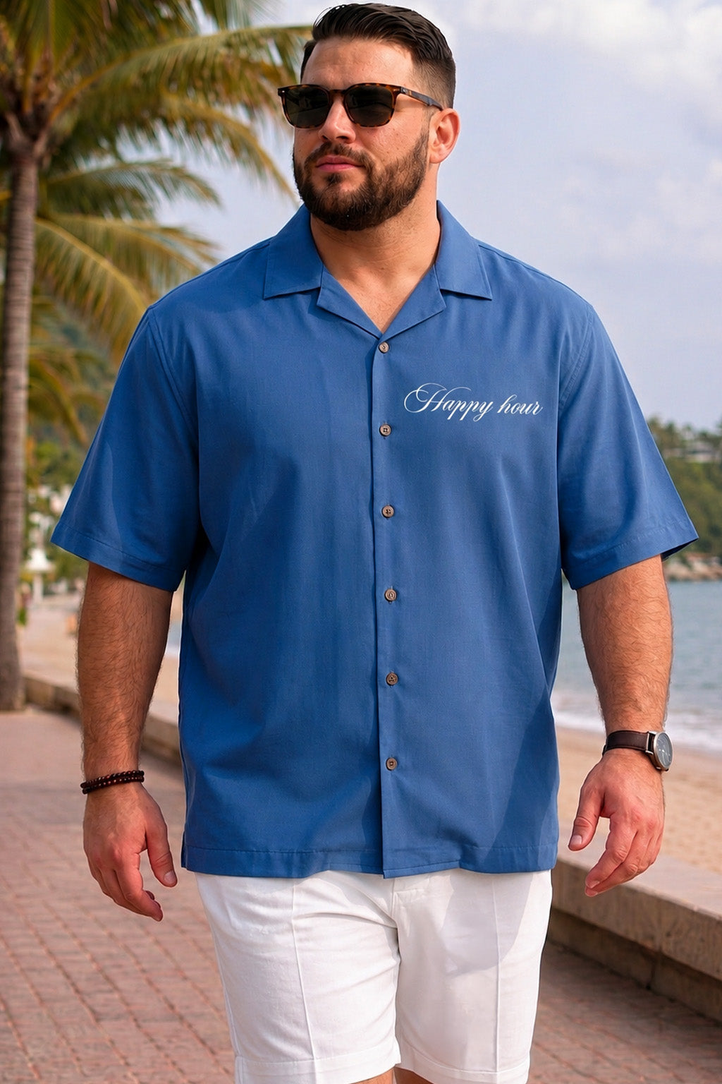 Blue Lagoon Blue Plus Size Printed Exclusive Shirt