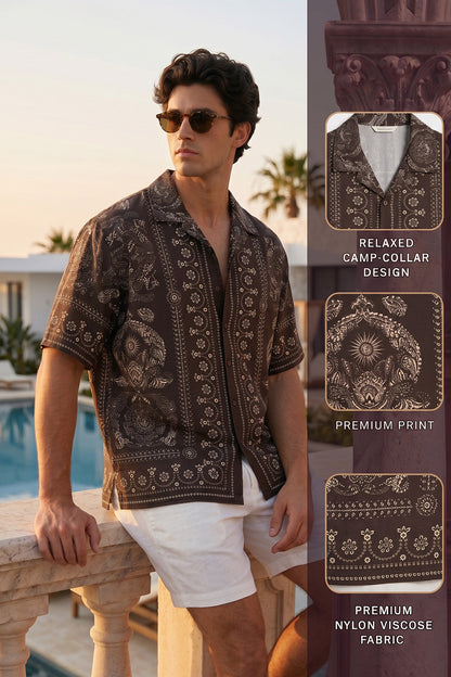 Vintage Paisley Brown All Over Print Oversized Exclusive Shirt