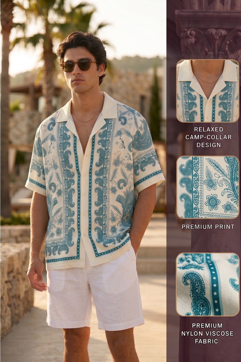 Paisley White All Over Print Oversized Exclusive Shirt