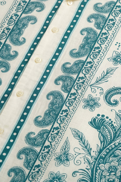 Paisley White All Over Print Oversized Exclusive Shirt