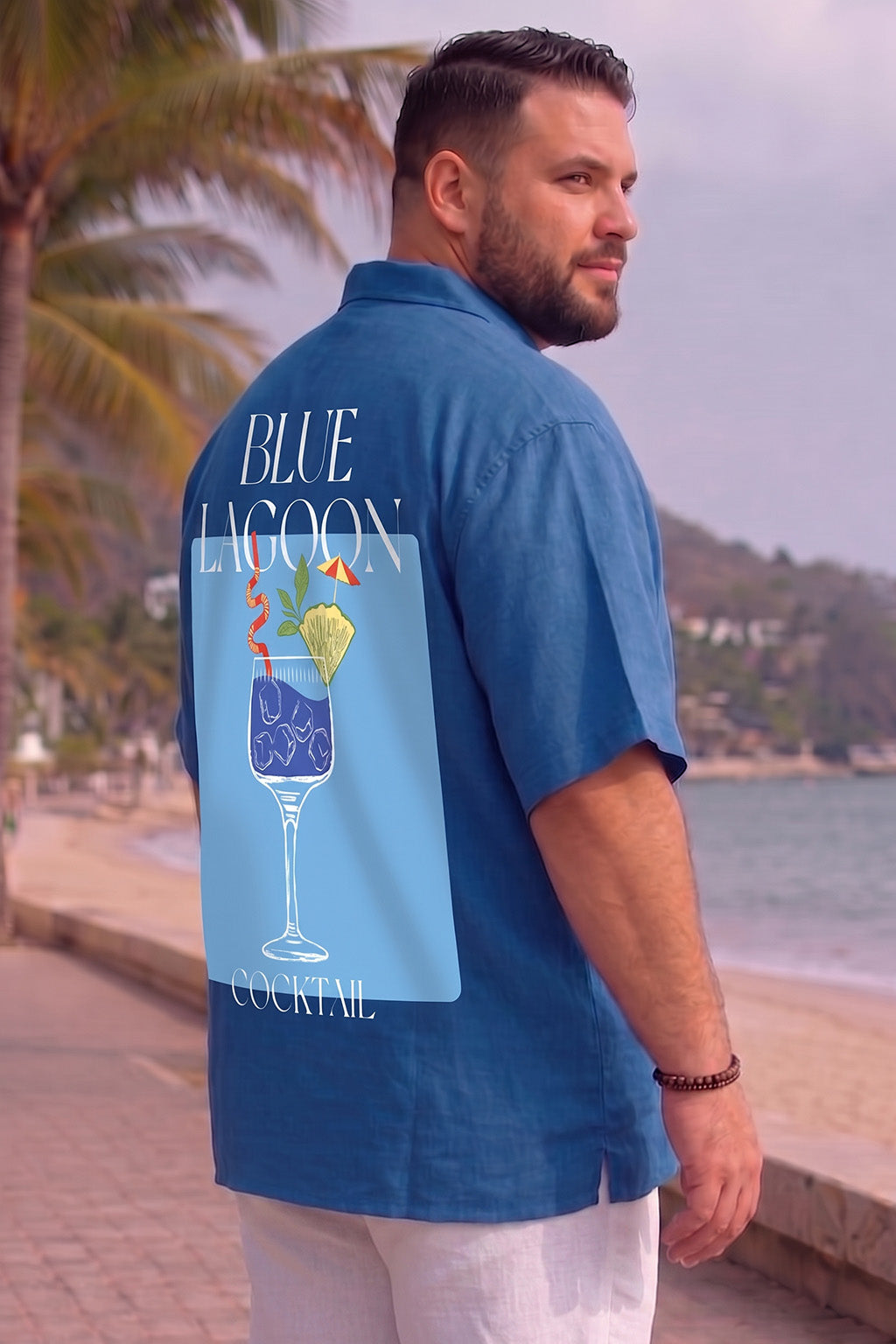 Blue Lagoon Blue Plus Size Printed Exclusive Shirt