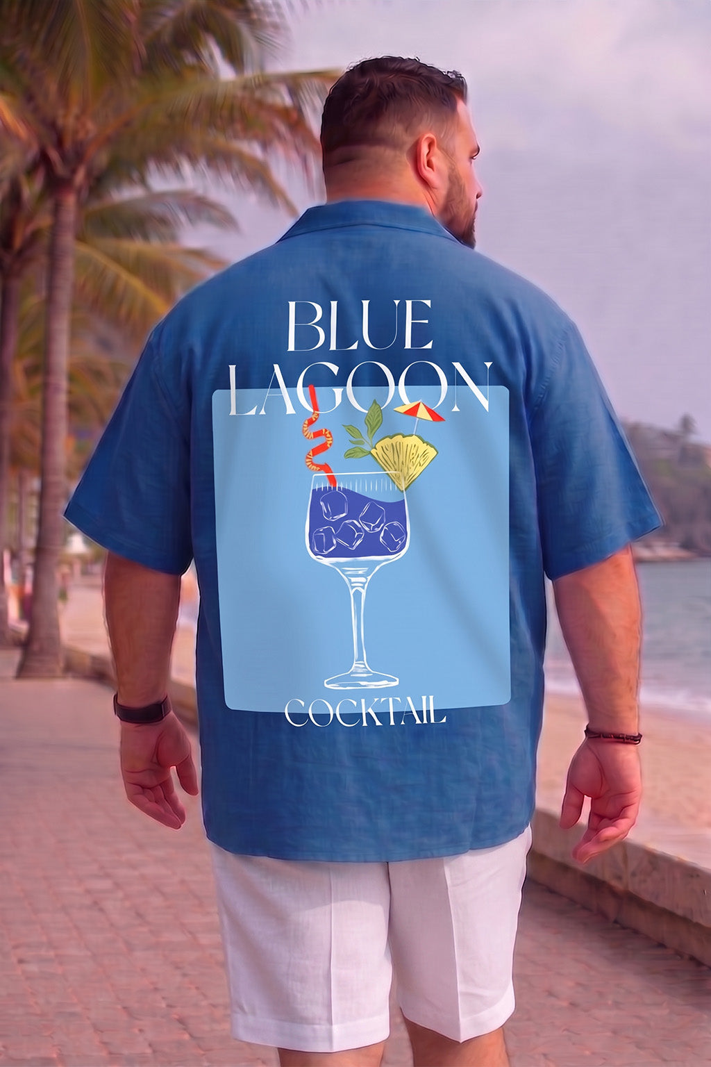 Blue Lagoon Blue Plus Size Printed Exclusive Shirt