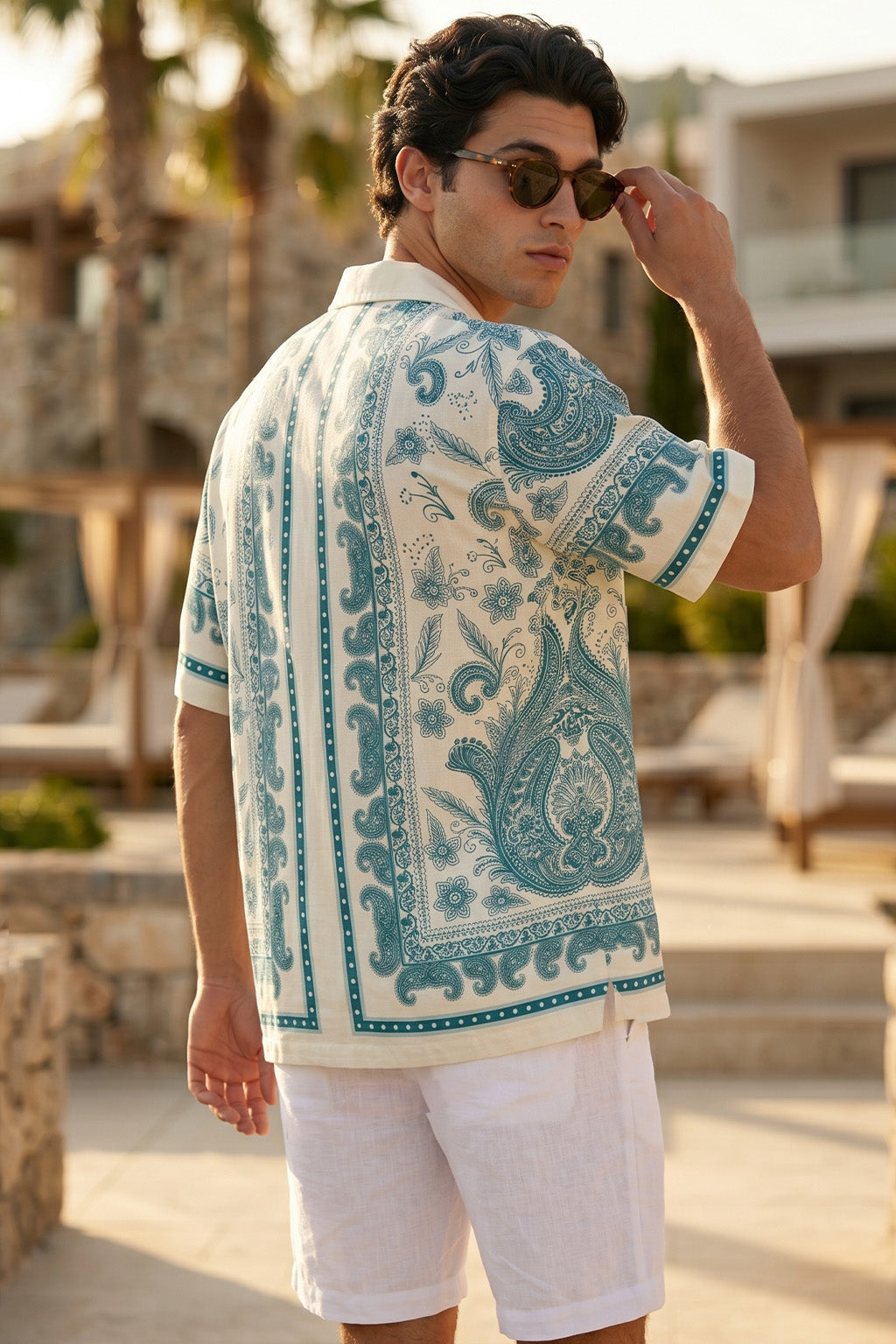 Paisley White All Over Print Oversized Exclusive Shirt