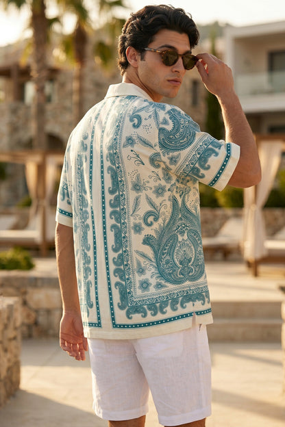 Paisley White All Over Print Oversized Exclusive Shirt