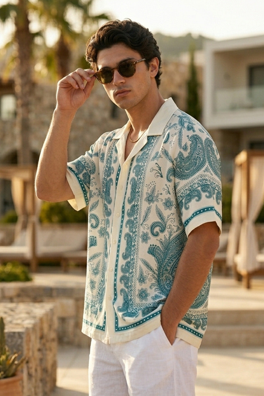 Paisley White All Over Print Oversized Exclusive Shirt