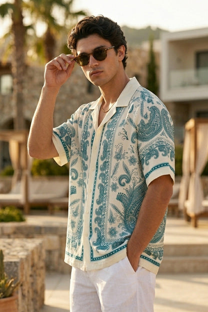 Paisley White All Over Print Oversized Exclusive Shirt