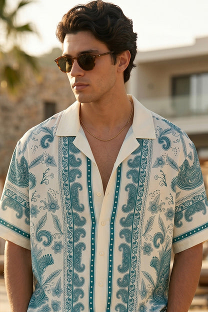 Paisley White All Over Print Oversized Exclusive Shirt
