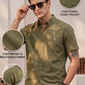 Olive Plain Regular Fit Half Sleeve Single Pocket Exclusive Shirt