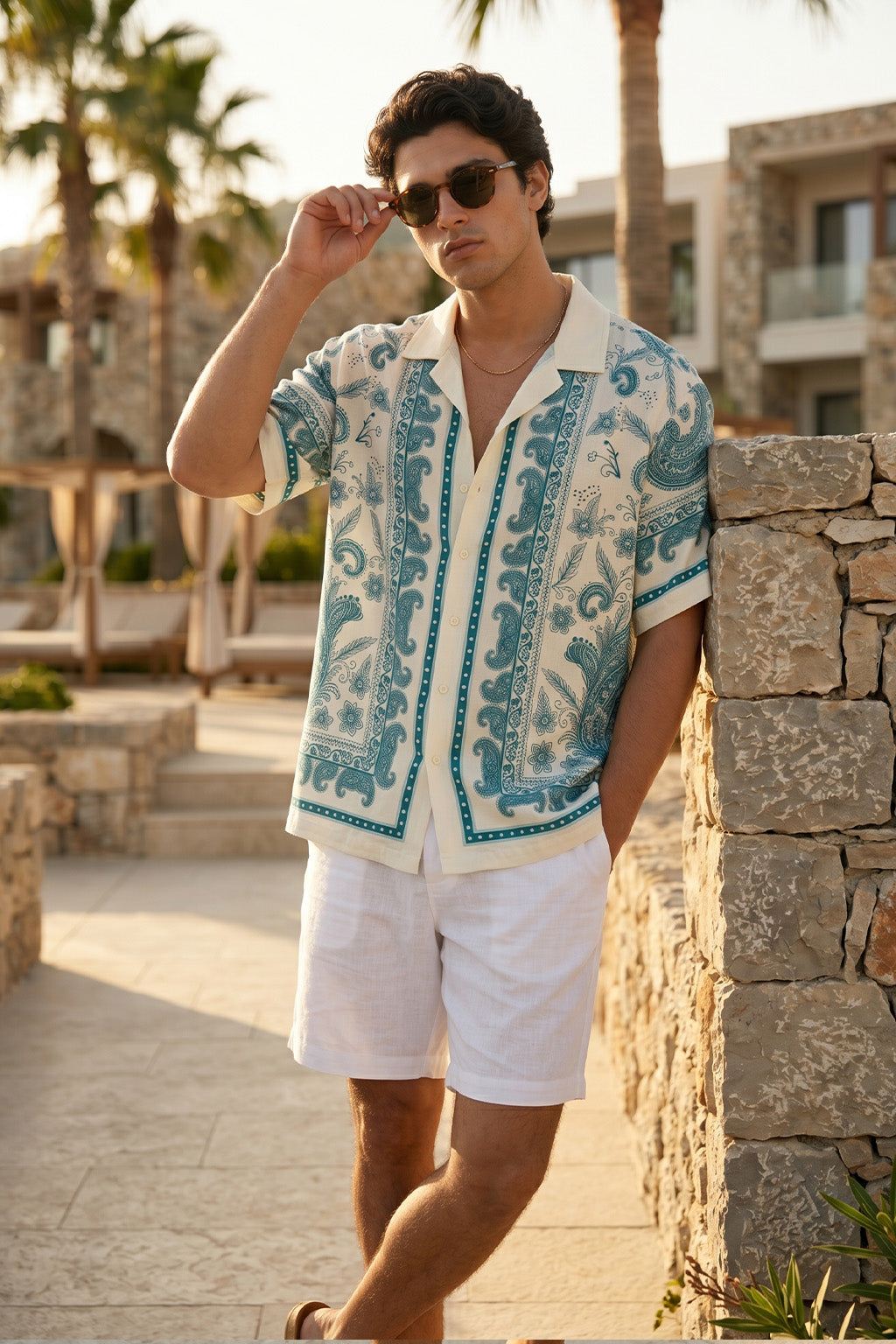 Paisley White All Over Print Oversized Exclusive Shirt