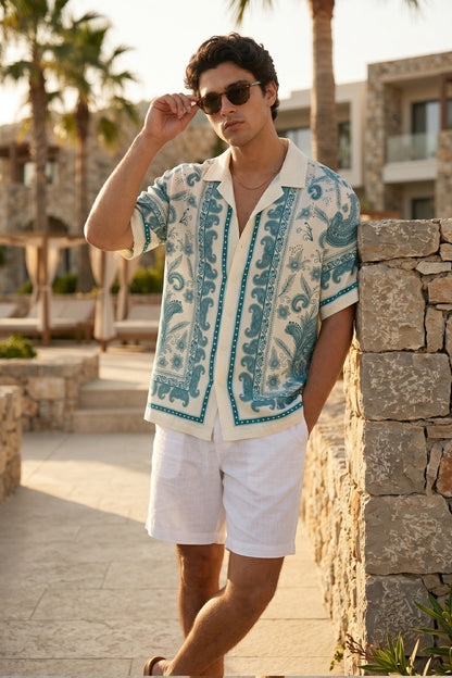 Paisley White All Over Print Oversized Exclusive Shirt