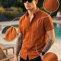 Rust Plain Regular Fit Half Sleeve Single Pocket Exclusive Shirt