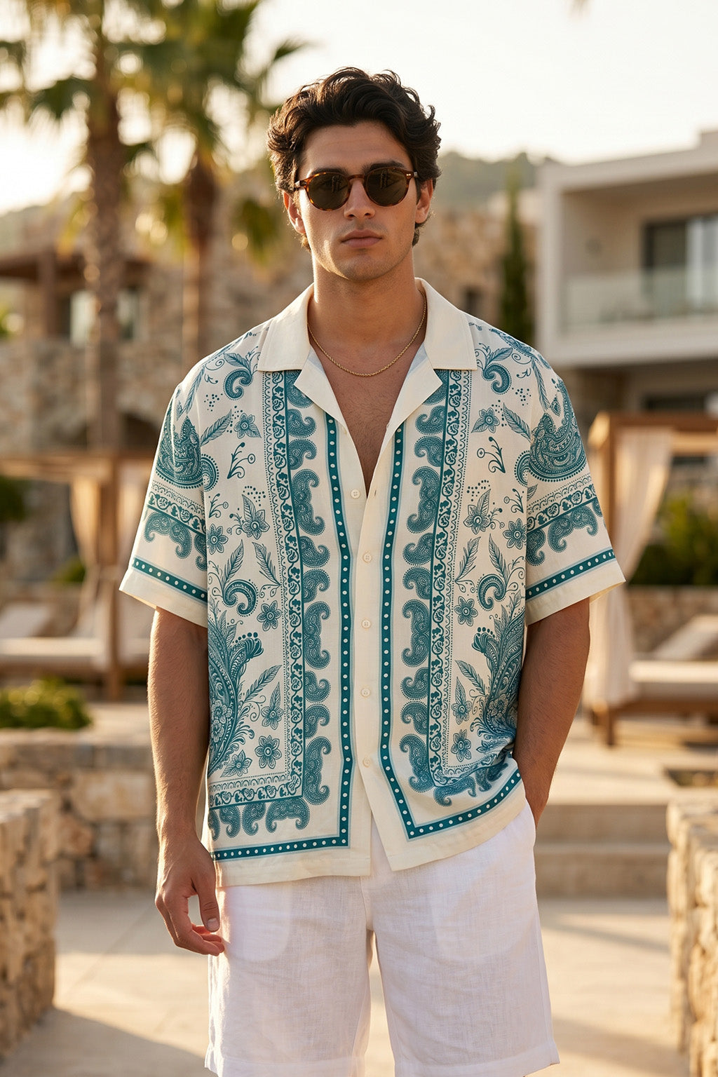 Paisley White All Over Print Oversized Exclusive Shirt