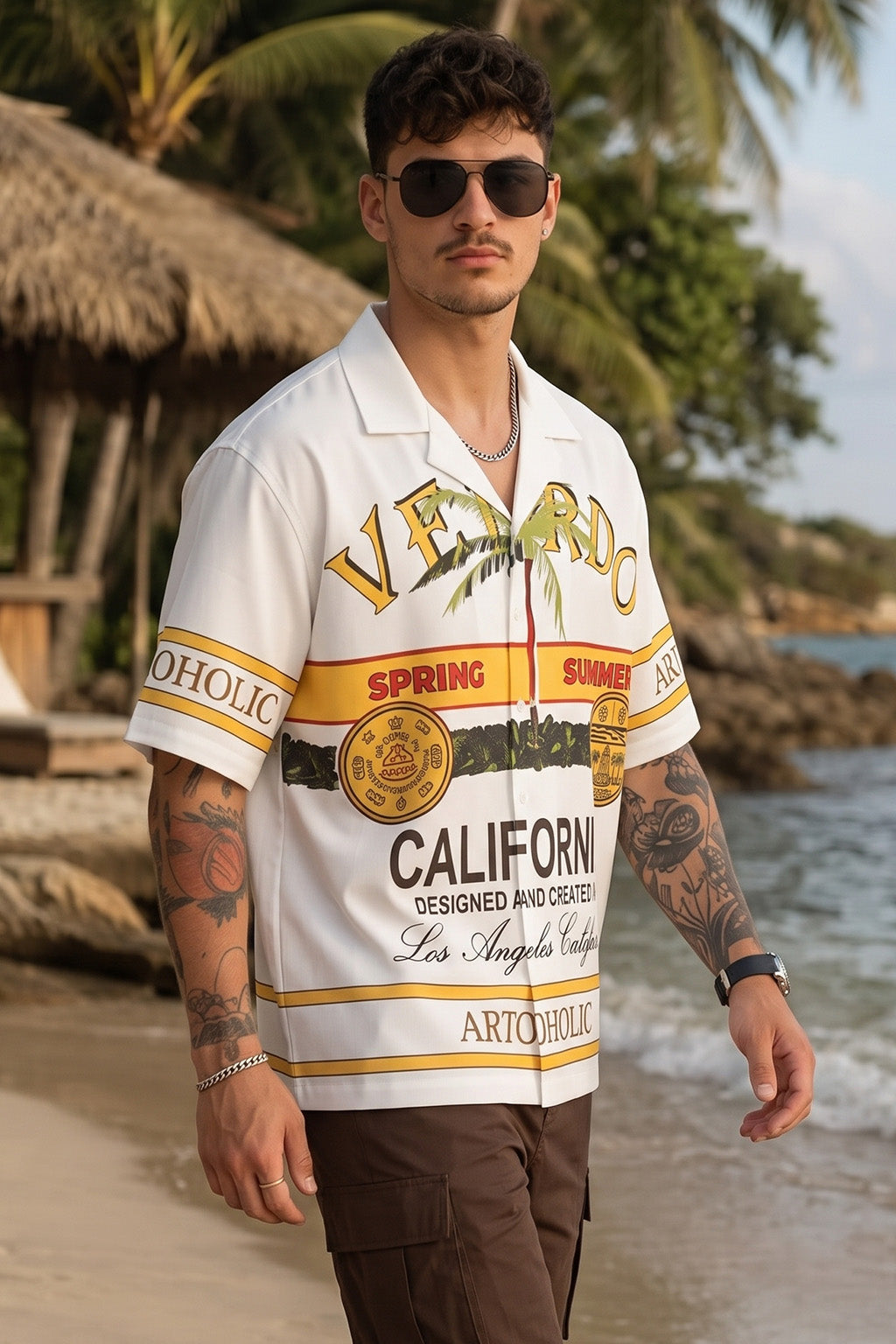 California White Oversized Printed Exclusive Shirt