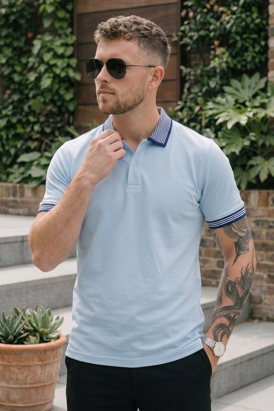 Atomizer Stripped Collar Regular Fit Exclusive Pique Lycra Polo T-Shirt